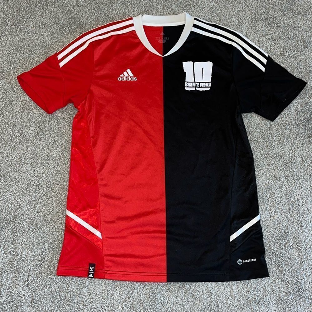 ADIDAS Lionel Messi Balon Te Adoro Futbol Soccer Training jersey shirt M Red/BLK